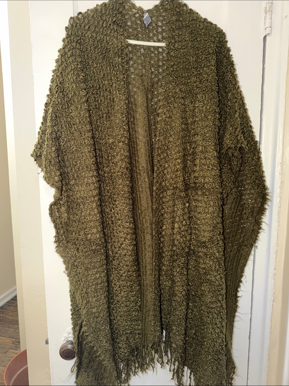Olive Green Women's Open-Front Knit Cardigan